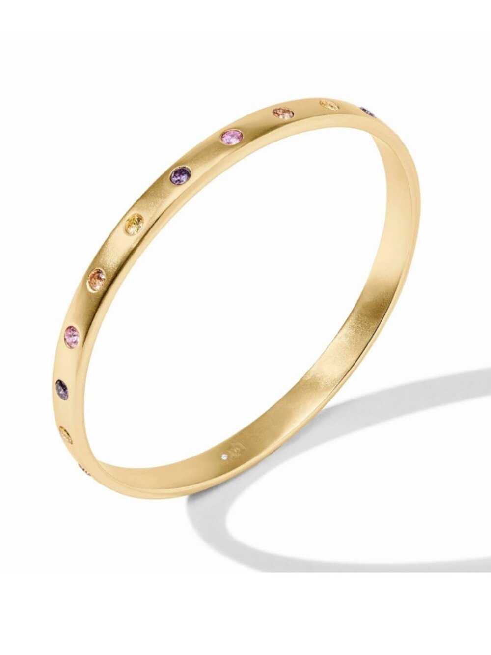 New Julie Vos Rainbow 24kt Gold Cubic Zirconia Slim Bangle Bracelet Medium